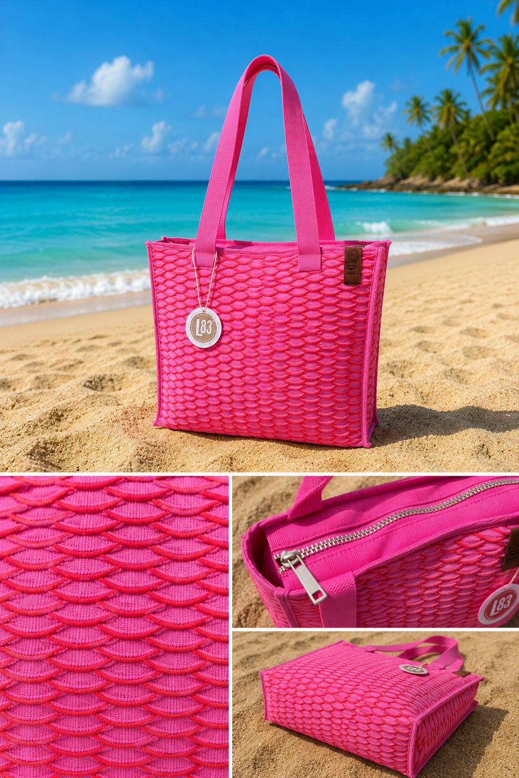 Sac Cabas Rose Fuchsia Texturé orange – Sac Zippé LOT83