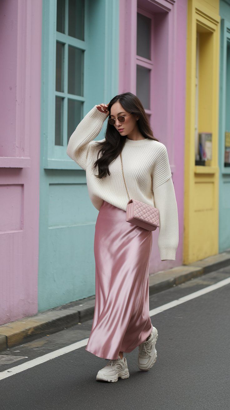 Jupe rose poudré