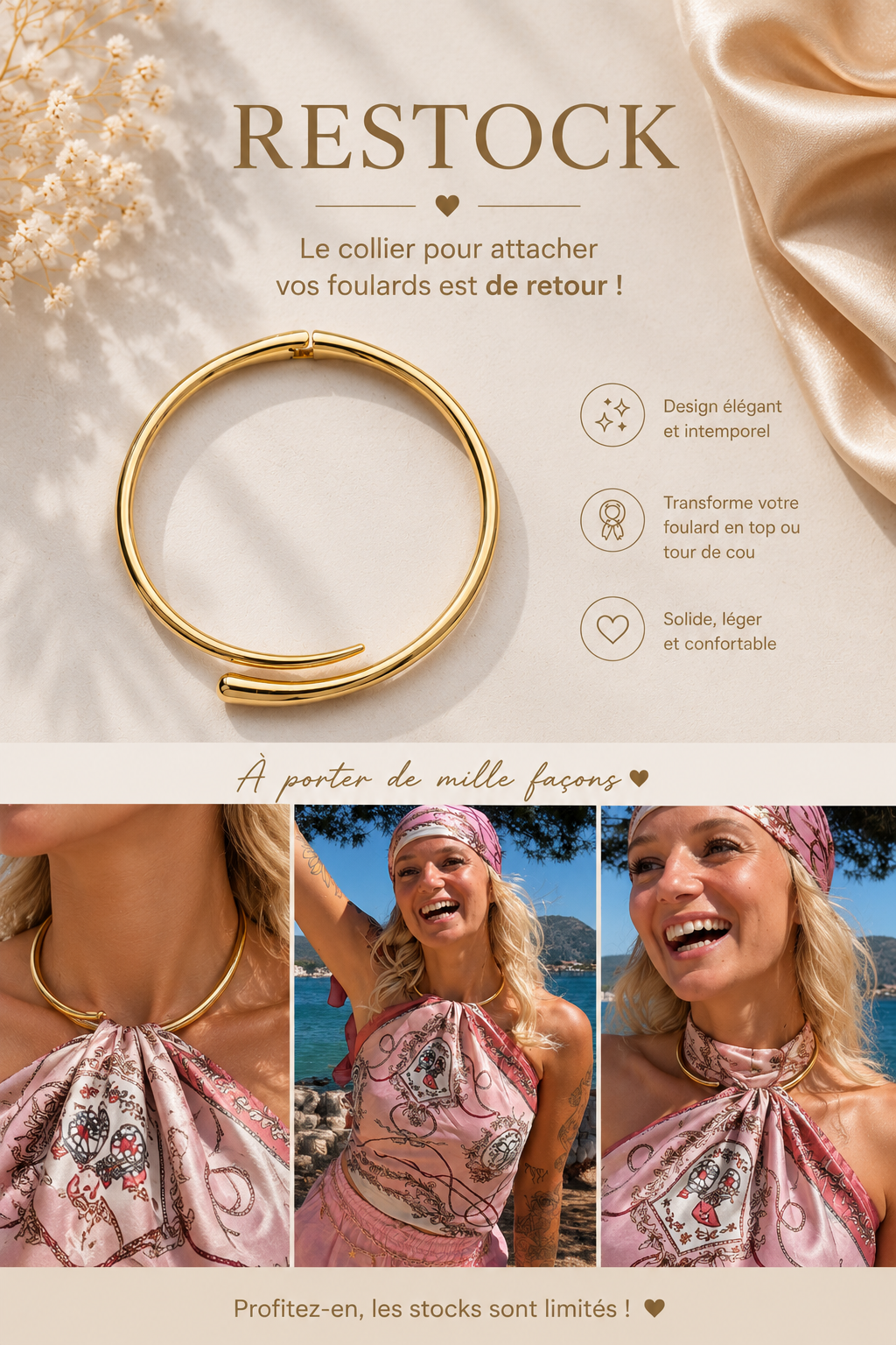 COLLIER POUR METTRE VOTRE FOULARD EN HAUT SIMPLE