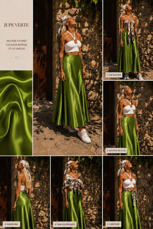 Jupe vert pomme taille 32/42 longueur mi-cheville