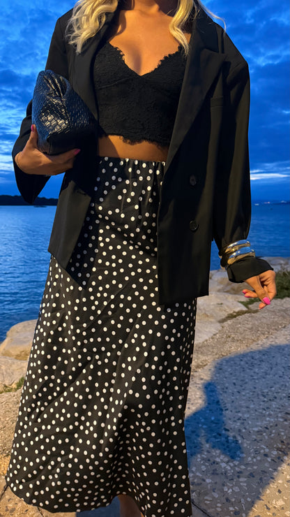 Jupe noir à pois blanc