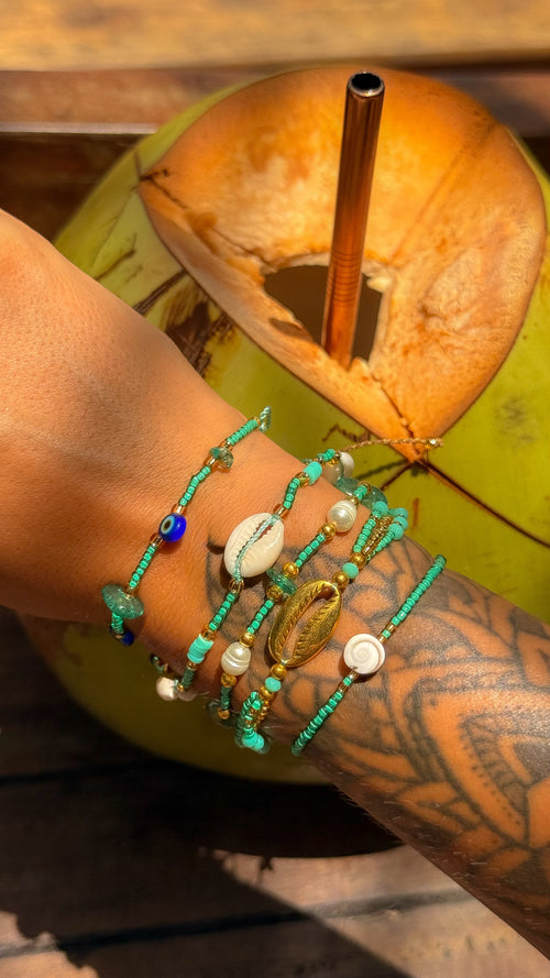 Composition de 5 Bracelets TURQUOISE  Bali – Ajustables