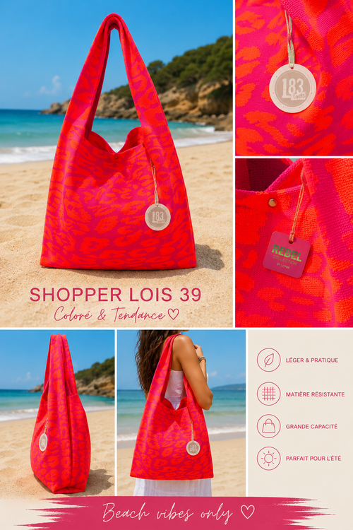 Sac shopper léopard Femme Fuchsia & Corail – Grand sac