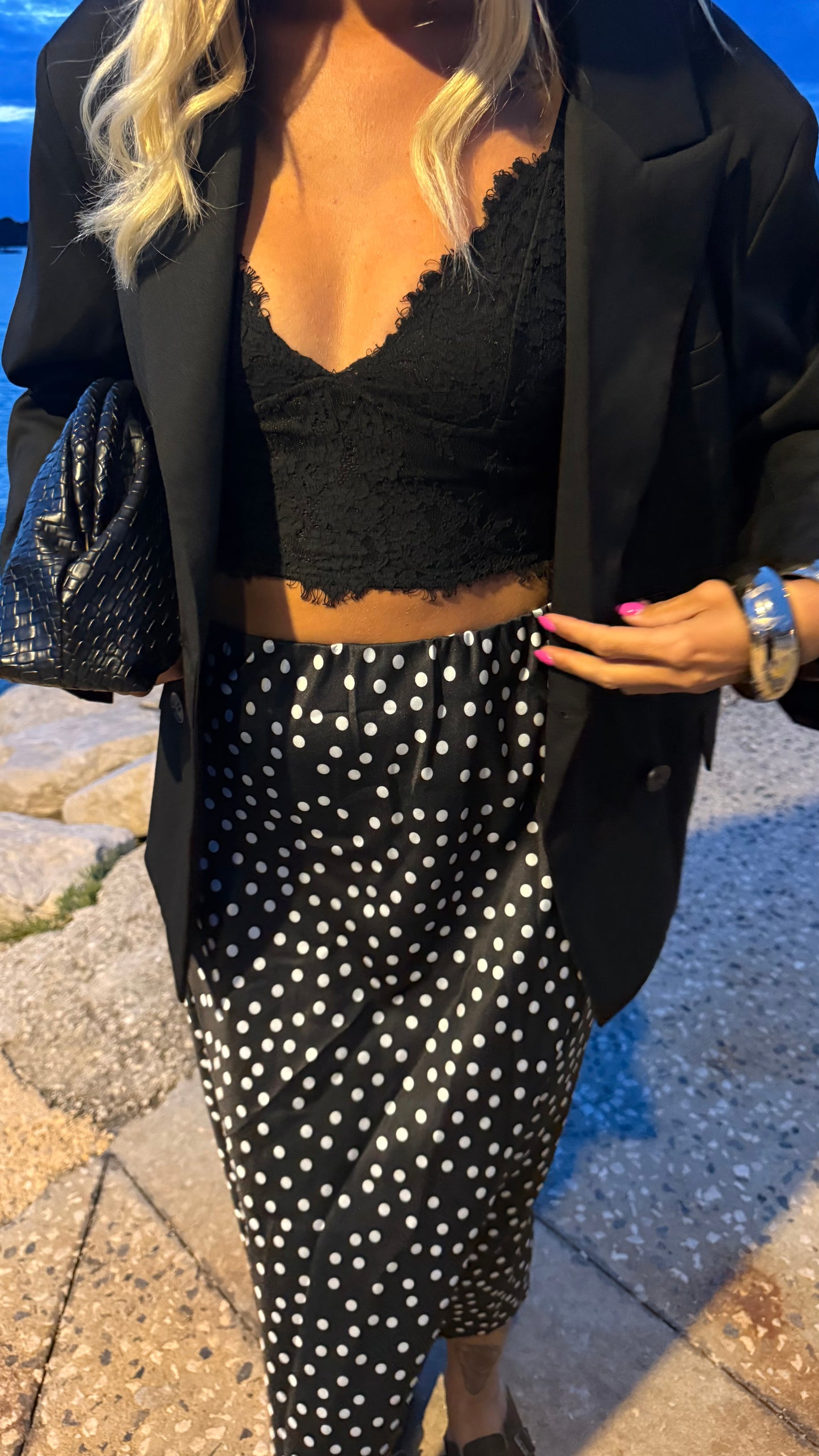 Jupe noir à pois blanc