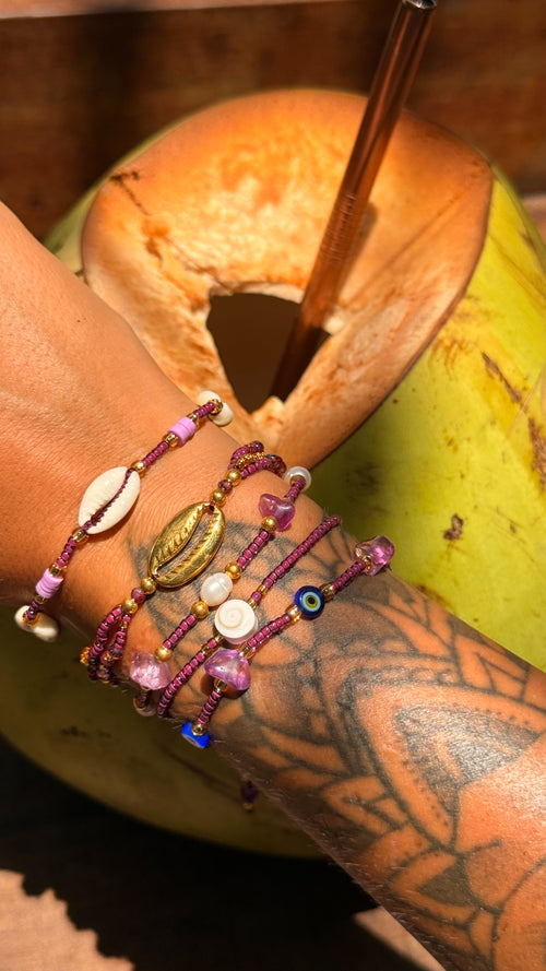 Composition de 5 Bracelets VIOLET PRUNE Bali – Ajustables