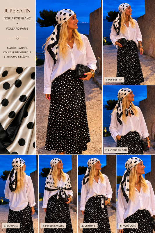 Jupe noir à pois blanc