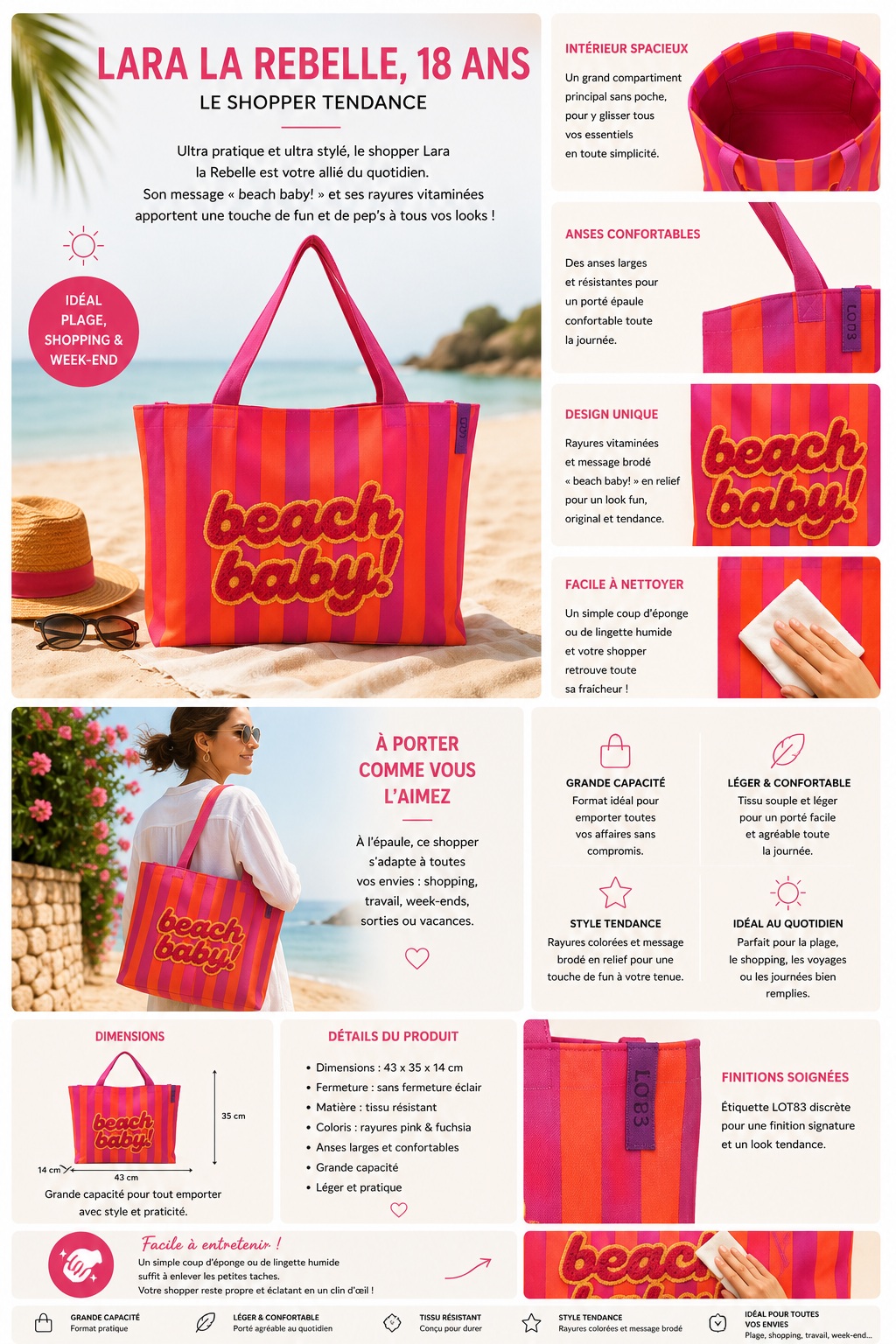 Gros Sac Cabas Beach baby – Grand Sac Zippé (Copie)
