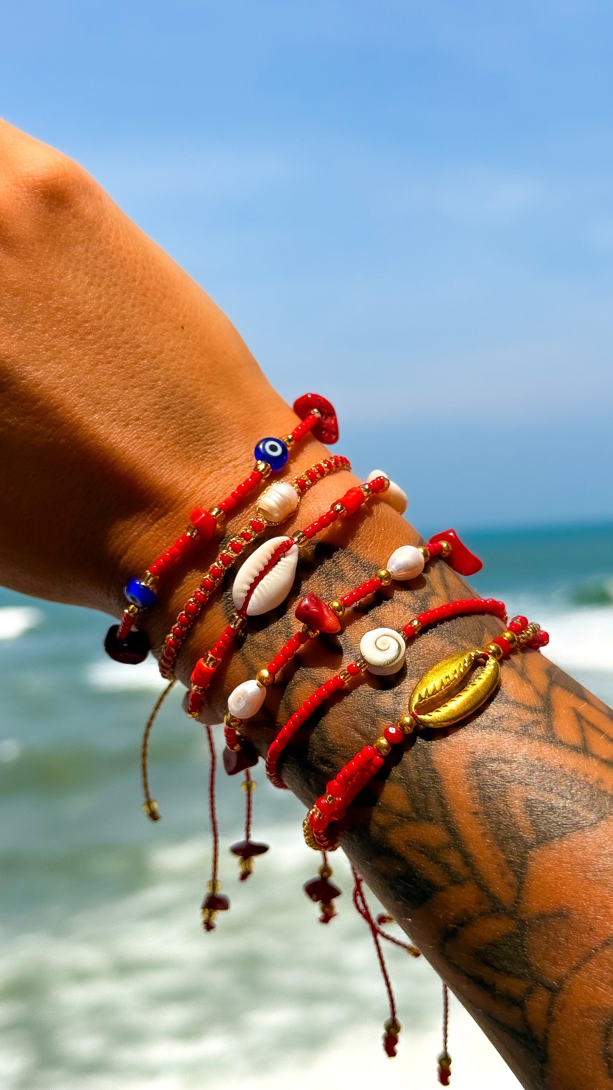 Composition de 6 Bracelets ROUGE Bali – Ajustables