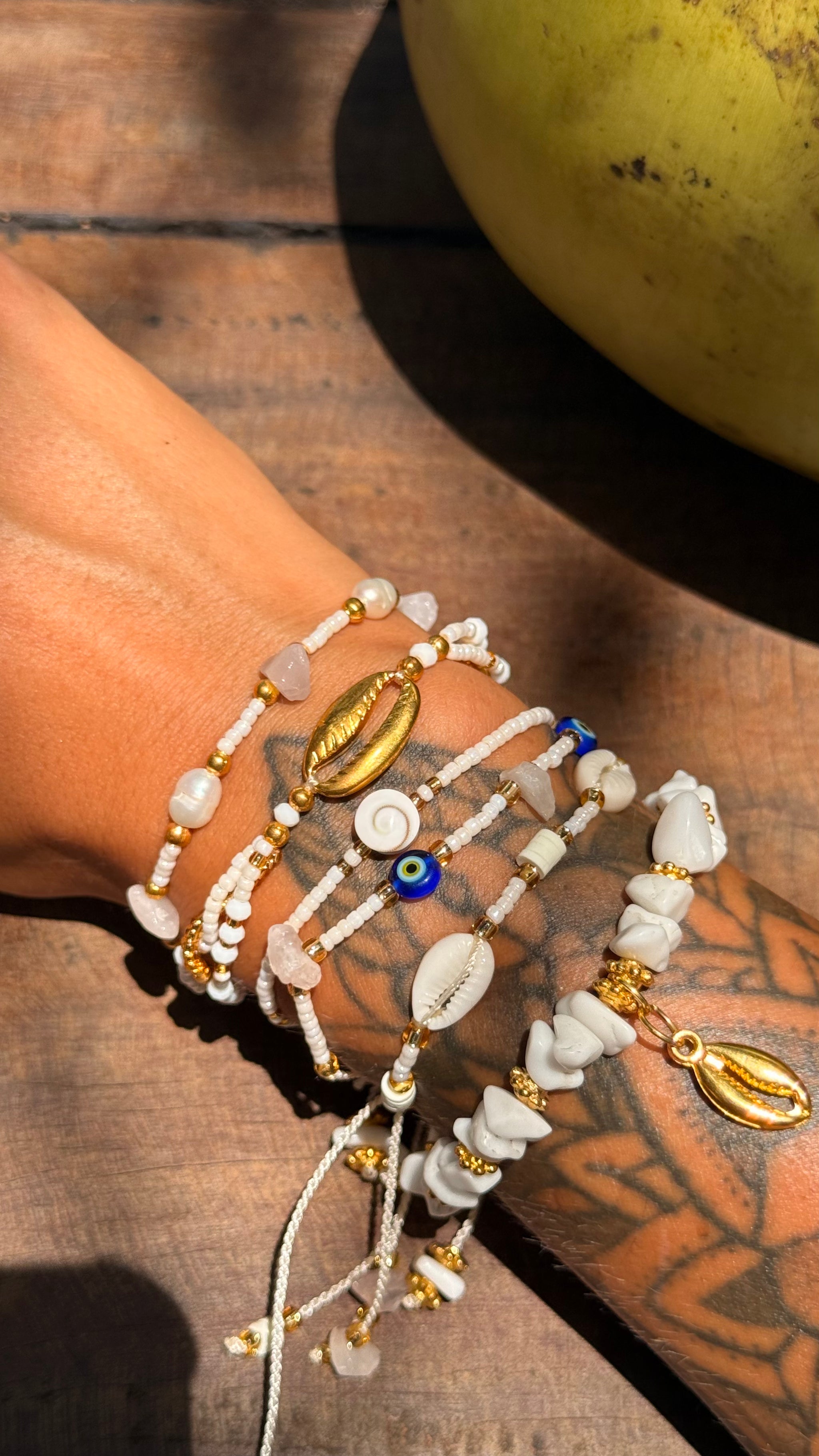 Composition de 6 Bracelets BLANC Bali – Ajustables