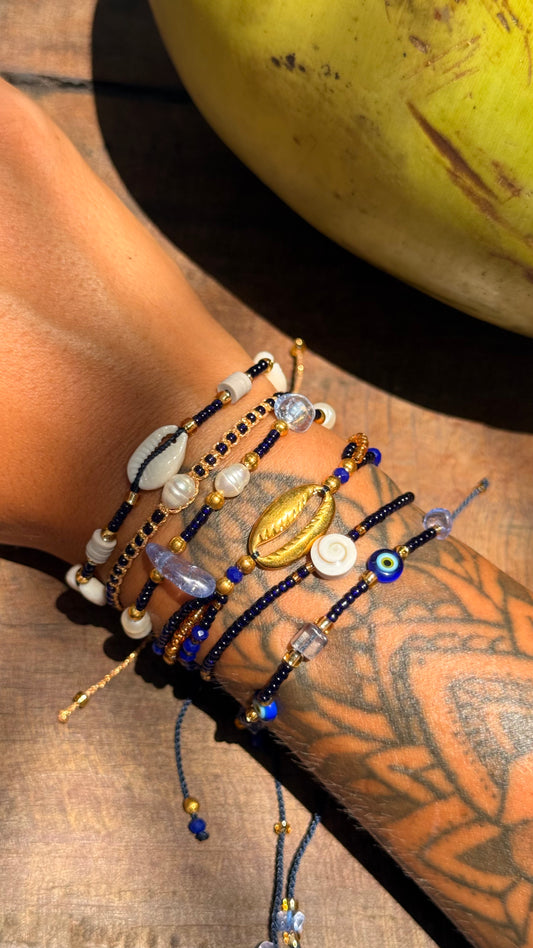 Composition de 6 Bracelets BLEU MARINE Bali – Ajustables
