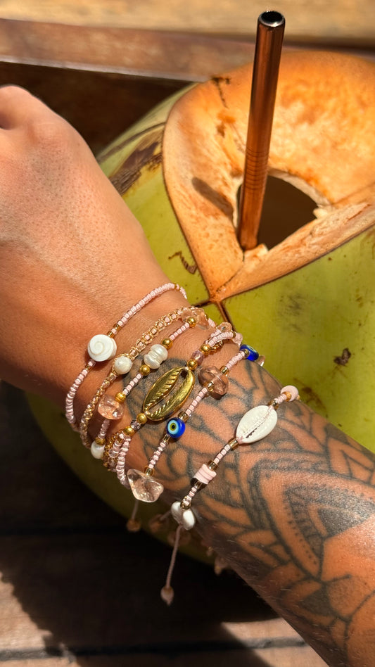 Composition de 6 Bracelets ROSE PALE Bali – Ajustables